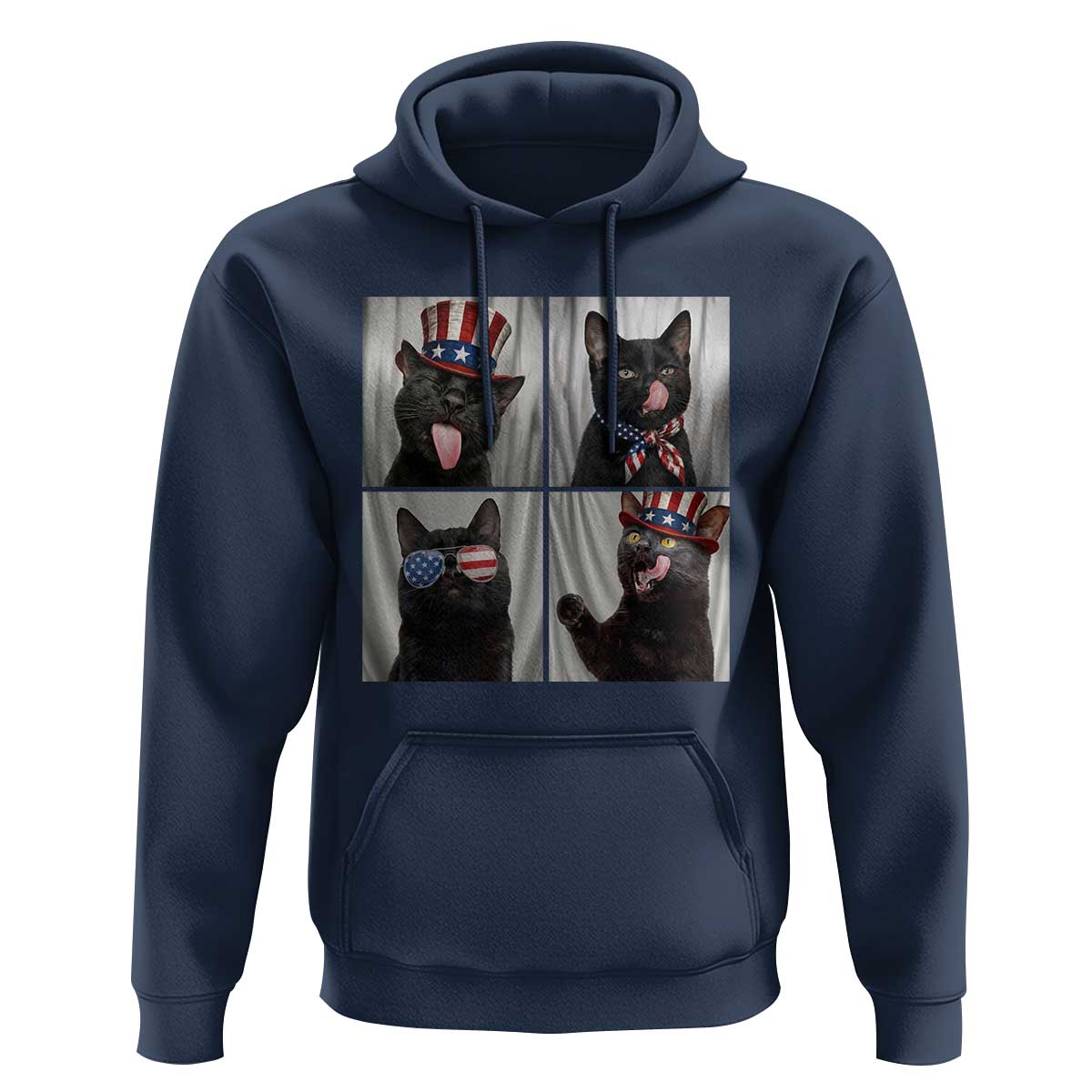 Funny Patriotic Black British Shorthair Cat Selfie Hoodie