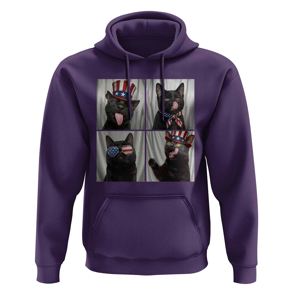 Funny Patriotic Black British Shorthair Cat Selfie Hoodie