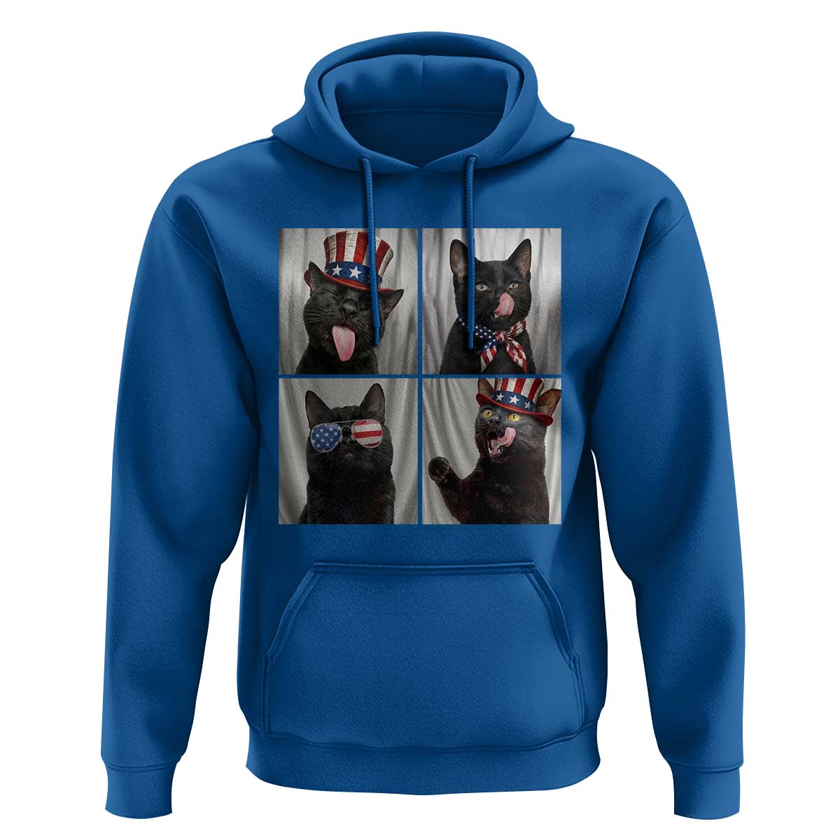 Funny Patriotic Black British Shorthair Cat Selfie Hoodie