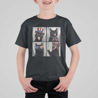 Funny Patriotic Black British Shorthair Cat Selfie T Shirt For Kid