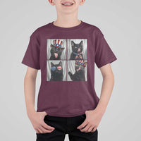 Funny Patriotic Black British Shorthair Cat Selfie T Shirt For Kid