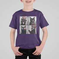 Funny Patriotic Black British Shorthair Cat Selfie T Shirt For Kid