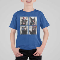 Funny Patriotic Black British Shorthair Cat Selfie T Shirt For Kid