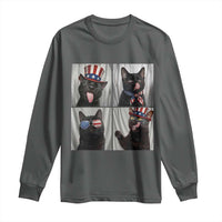 Funny Patriotic Black British Shorthair Cat Selfie Long Sleeve Shirt