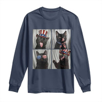 Funny Patriotic Black British Shorthair Cat Selfie Long Sleeve Shirt