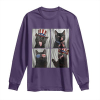 Funny Patriotic Black British Shorthair Cat Selfie Long Sleeve Shirt