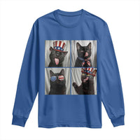 Funny Patriotic Black British Shorthair Cat Selfie Long Sleeve Shirt