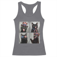 Funny Patriotic Black British Shorthair Cat Selfie Racerback Tank Top