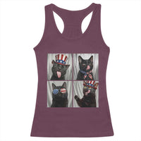 Funny Patriotic Black British Shorthair Cat Selfie Racerback Tank Top