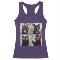 Funny Patriotic Black British Shorthair Cat Selfie Racerback Tank Top