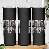 Funny Patriotic Black British Shorthair Cat Selfie Skinny Tumbler