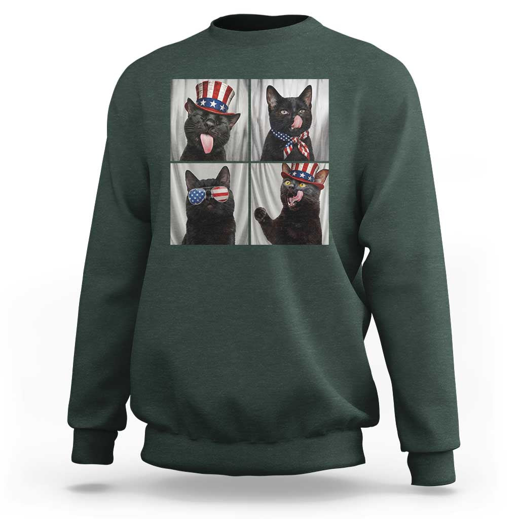 Funny Patriotic Black British Shorthair Cat Selfie Sweatshirt