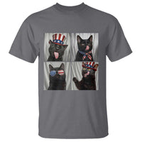 Funny Patriotic Black British Shorthair Cat Selfie T Shirt