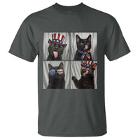 Funny Patriotic Black British Shorthair Cat Selfie T Shirt