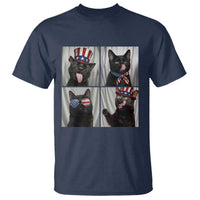 Funny Patriotic Black British Shorthair Cat Selfie T Shirt