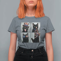Funny Patriotic Black British Shorthair Cat Selfie T Shirt For Women