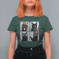 Funny Patriotic Black British Shorthair Cat Selfie T Shirt For Women