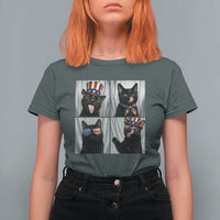 Funny Patriotic Black British Shorthair Cat Selfie T Shirt For Women