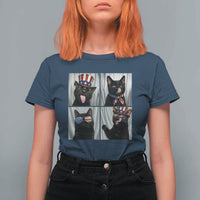 Funny Patriotic Black British Shorthair Cat Selfie T Shirt For Women