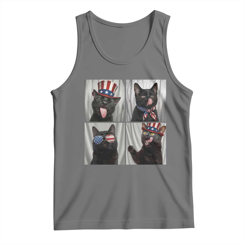 Funny Patriotic Black British Shorthair Cat Selfie Tank Top