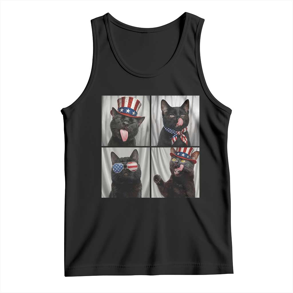 Funny Patriotic Black British Shorthair Cat Selfie Tank Top