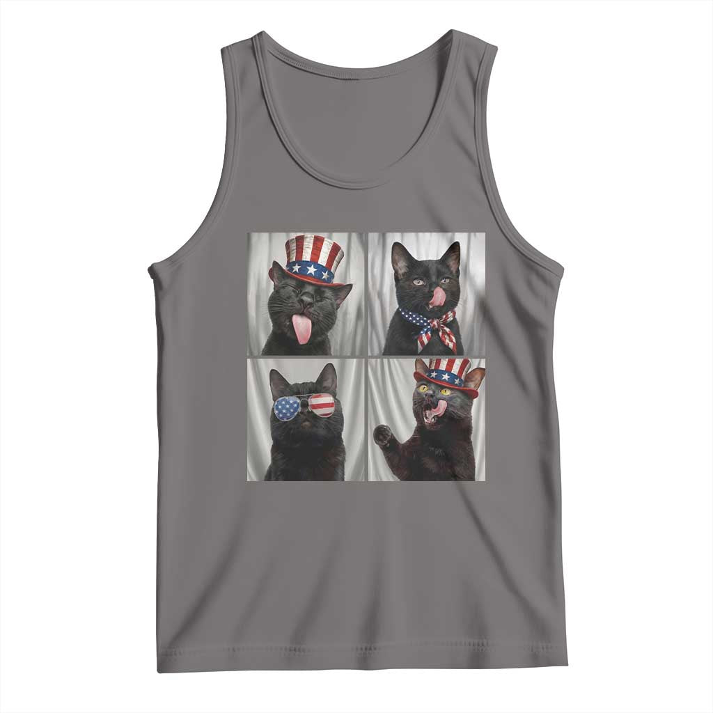 Funny Patriotic Black British Shorthair Cat Selfie Tank Top