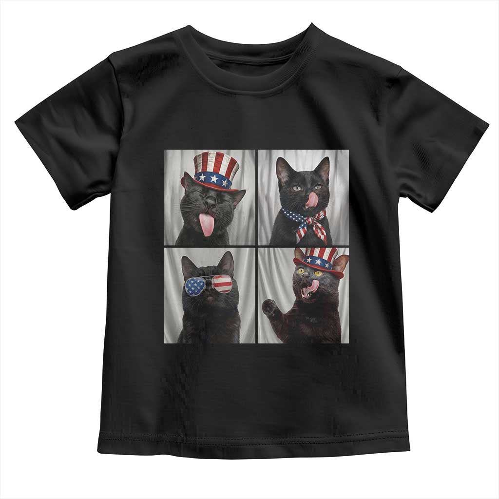 Funny Patriotic Black British Shorthair Cat Selfie Toddler T Shirt