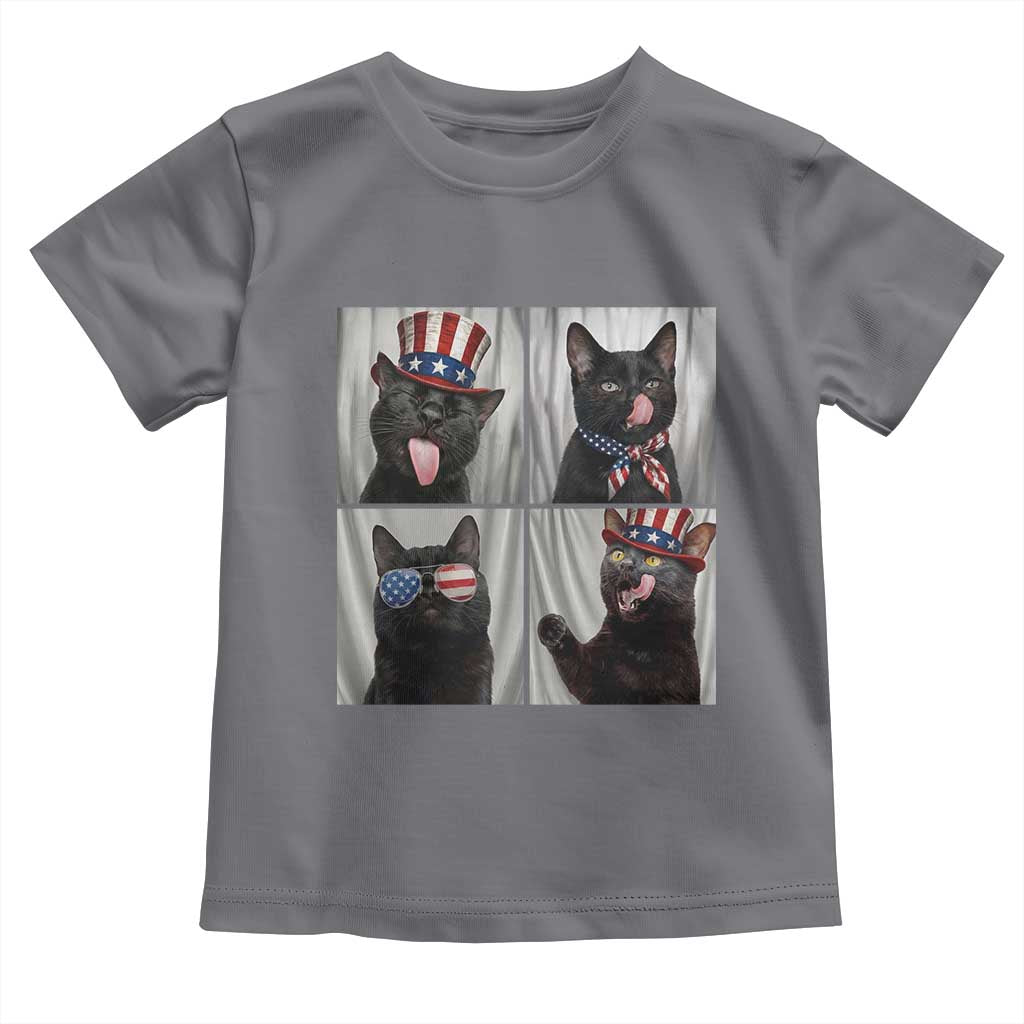 Funny Patriotic Black British Shorthair Cat Selfie Toddler T Shirt