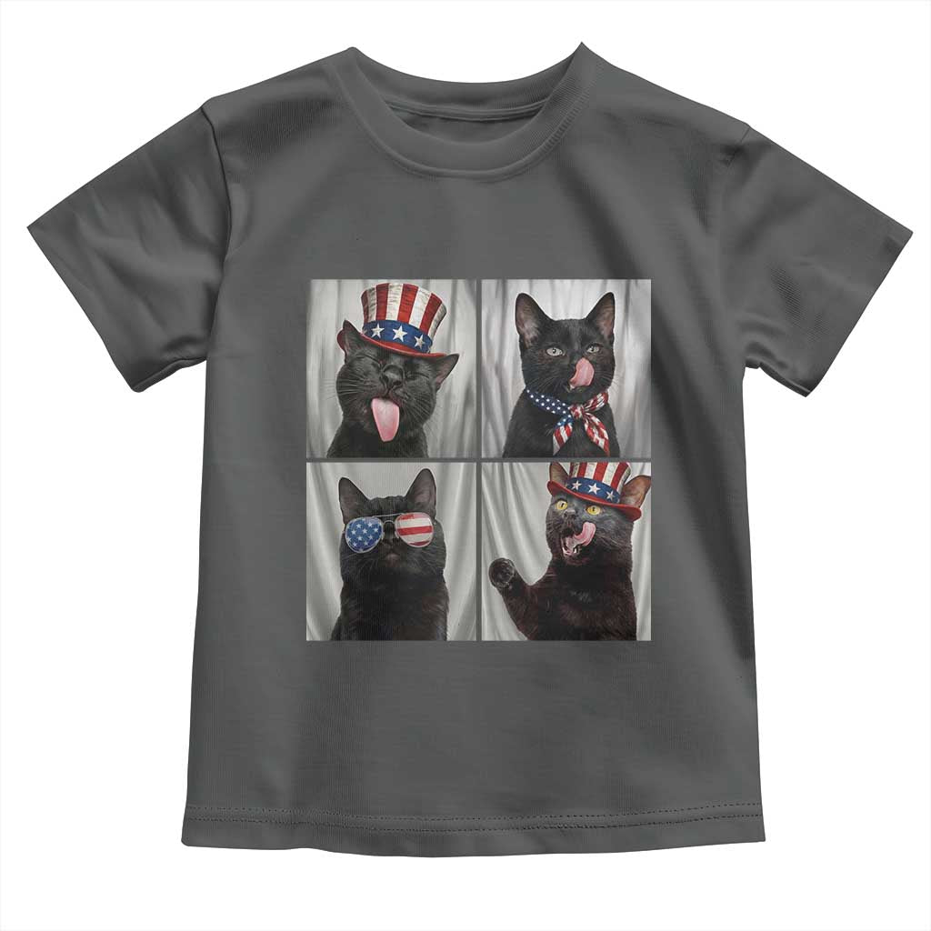 Funny Patriotic Black British Shorthair Cat Selfie Toddler T Shirt