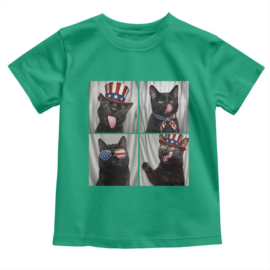 Funny Patriotic Black British Shorthair Cat Selfie Toddler T Shirt
