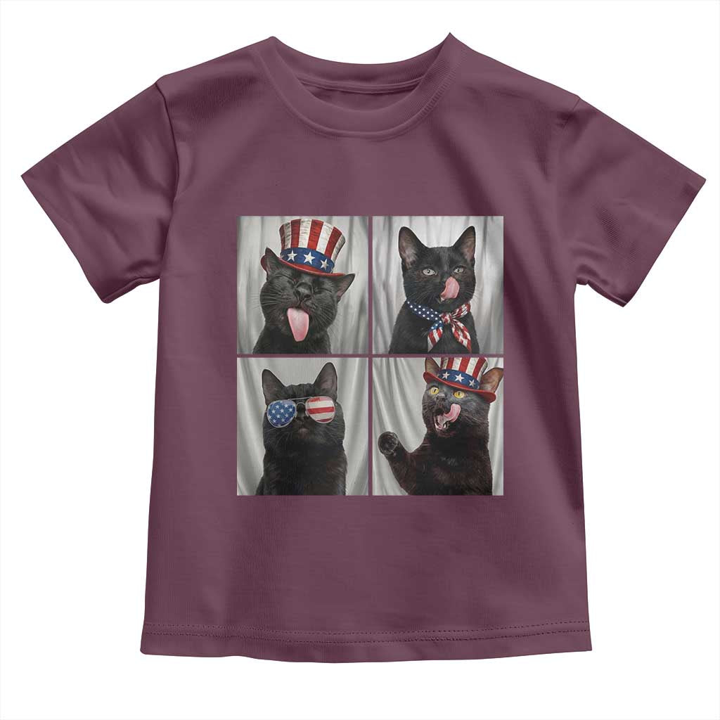 Funny Patriotic Black British Shorthair Cat Selfie Toddler T Shirt