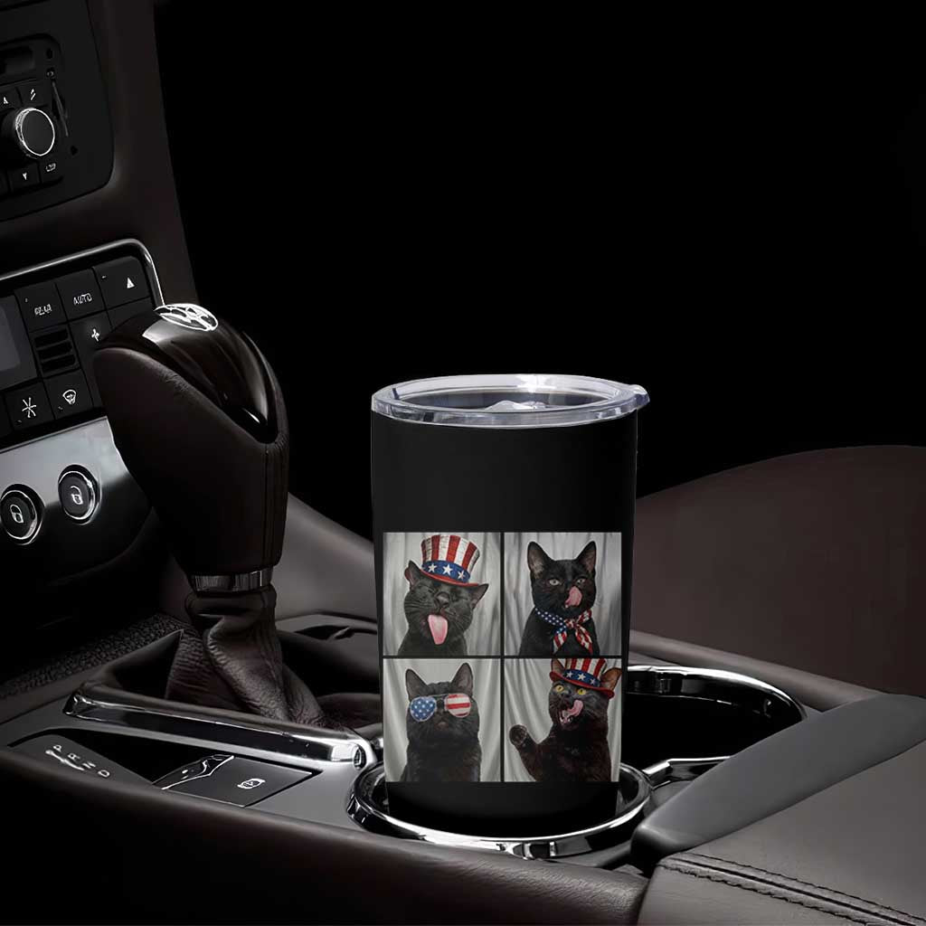 Funny Patriotic Black British Shorthair Cat Selfie Tumbler Cup