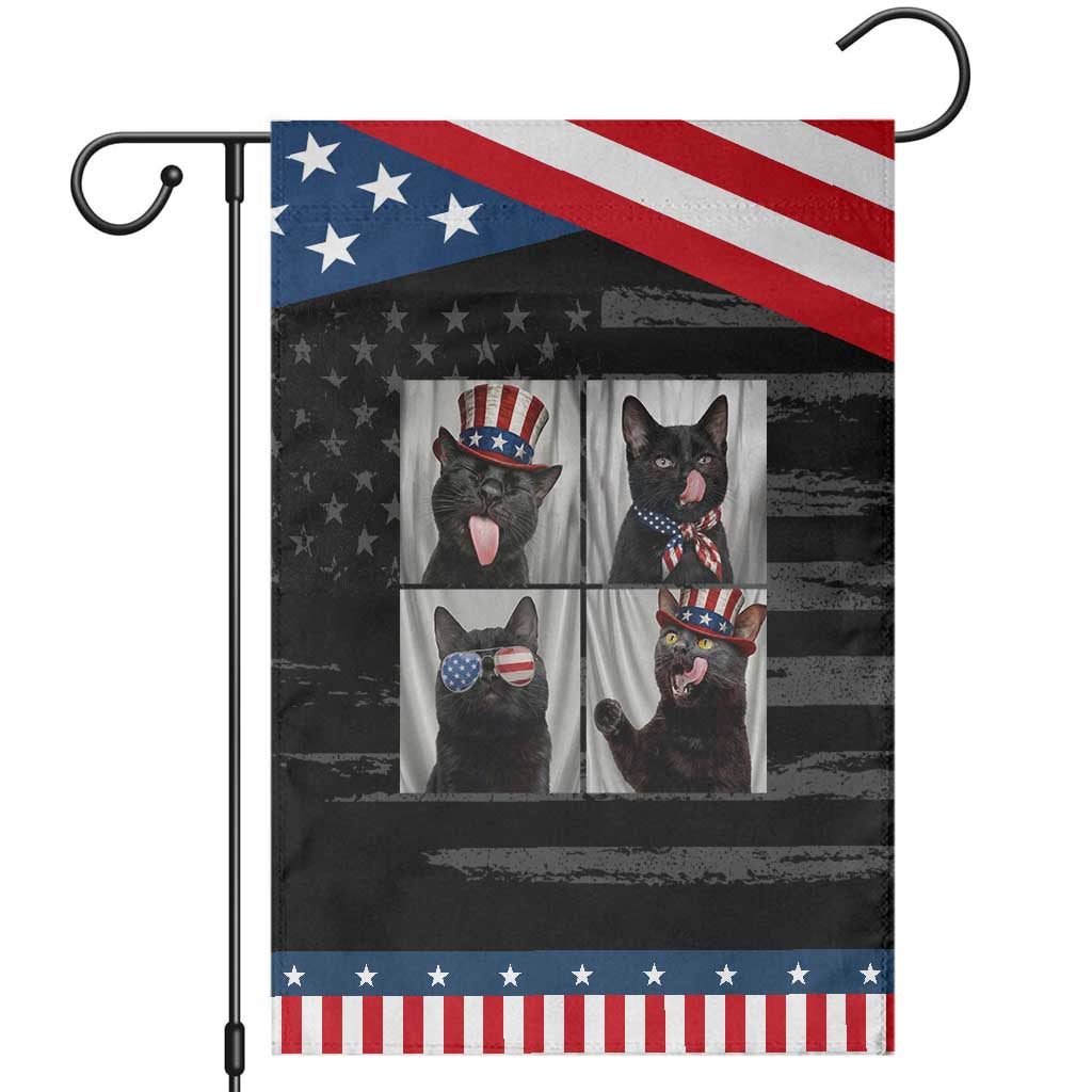 Funny Patriotic Black British Shorthair Cat Selfie Patriotic Garden Flag