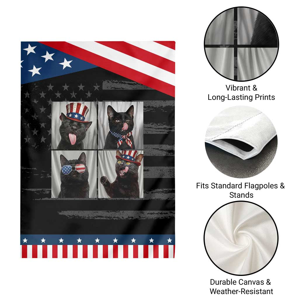 Funny Patriotic Black British Shorthair Cat Selfie Patriotic Garden Flag
