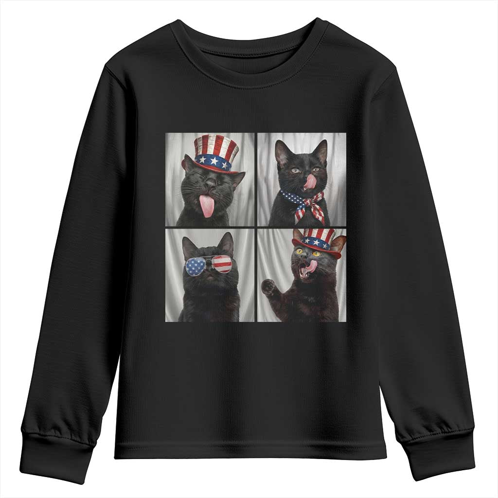 Funny Patriotic Black British Shorthair Cat Selfie Youth Sweatshirt