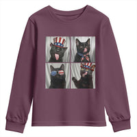 Funny Patriotic Black British Shorthair Cat Selfie Youth Sweatshirt