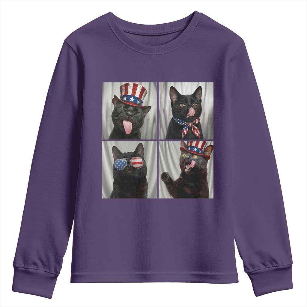 Funny Patriotic Black British Shorthair Cat Selfie Youth Sweatshirt