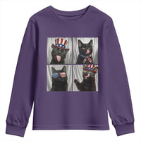 Funny Patriotic Black British Shorthair Cat Selfie Youth Sweatshirt