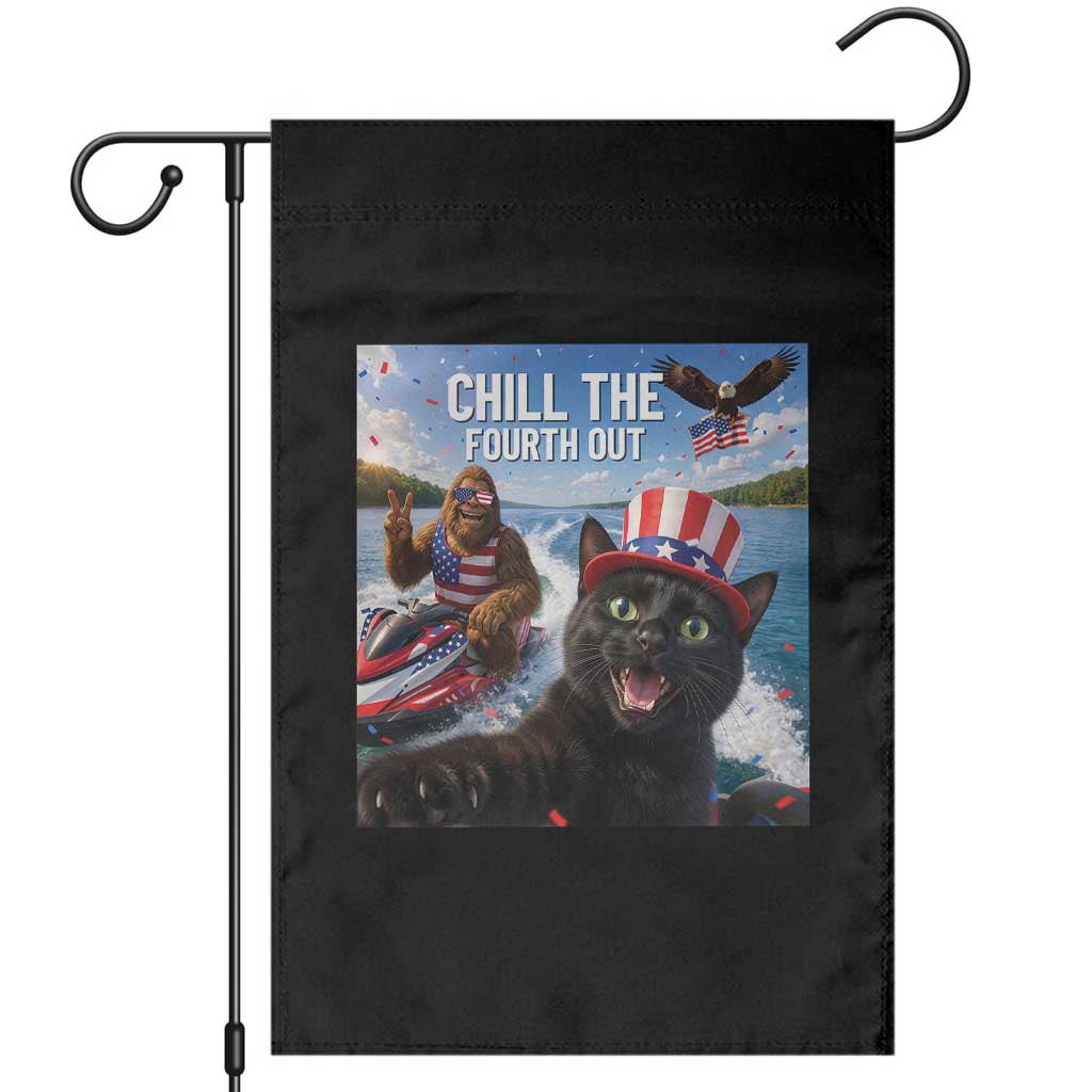Patriotic Bigfoot And Cat Garden Flag Chill The Fourth Out
