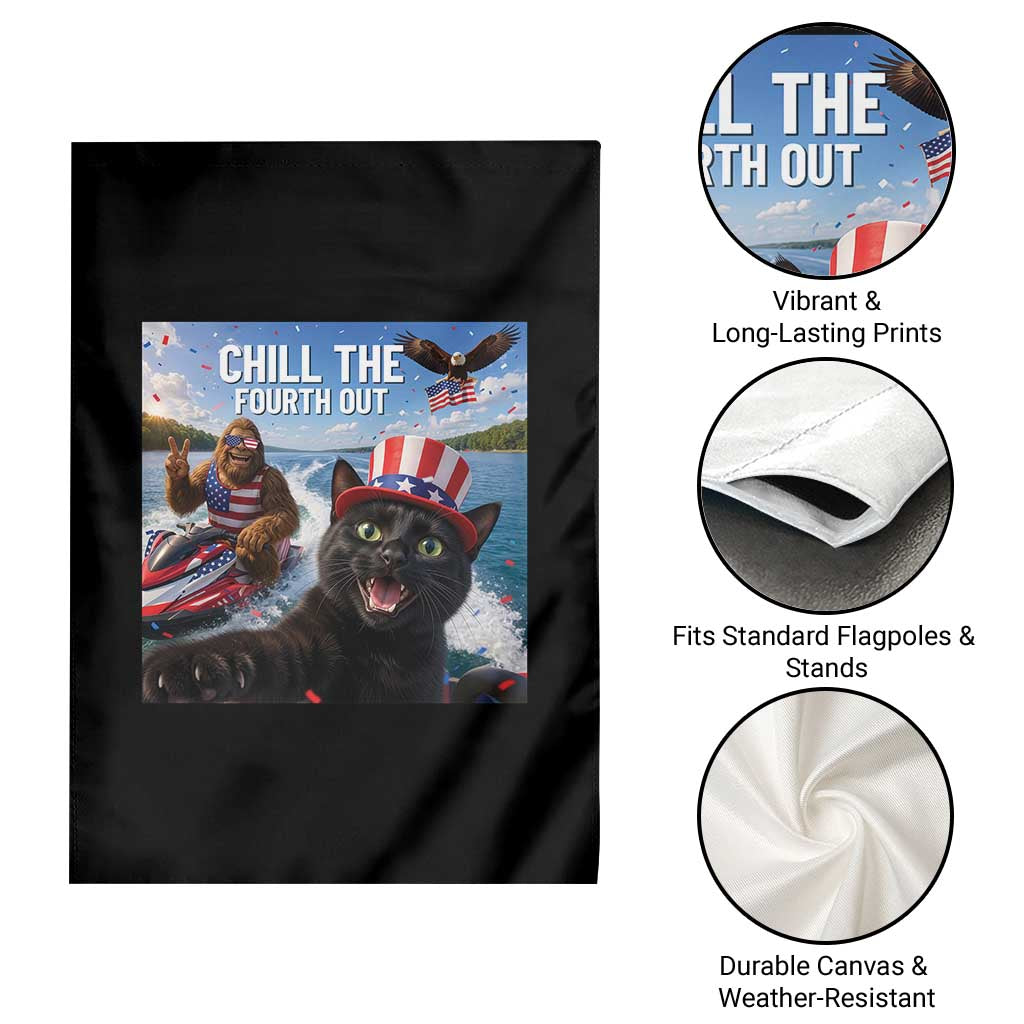 Patriotic Bigfoot And Cat Garden Flag Chill The Fourth Out