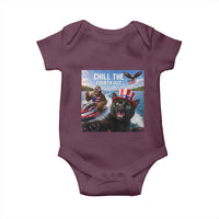 Patriotic Bigfoot And Cat Baby Onesie Chill The Fourth Out