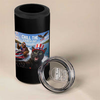 Patriotic Bigfoot And Cat 4 in 1 Can Cooler Tumbler Chill The Fourth Out