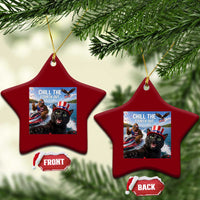 Patriotic Bigfoot And Cat Ceramic Ornament Chill The Fourth Out