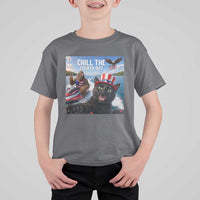 Patriotic Bigfoot And Cat T Shirt For Kid Chill The Fourth Out
