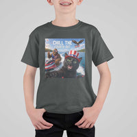 Patriotic Bigfoot And Cat T Shirt For Kid Chill The Fourth Out
