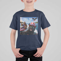 Patriotic Bigfoot And Cat T Shirt For Kid Chill The Fourth Out