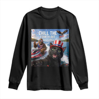 Patriotic Bigfoot And Cat Long Sleeve Shirt Chill The Fourth Out