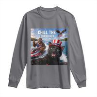 Patriotic Bigfoot And Cat Long Sleeve Shirt Chill The Fourth Out