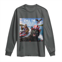 Patriotic Bigfoot And Cat Long Sleeve Shirt Chill The Fourth Out