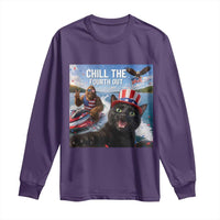 Patriotic Bigfoot And Cat Long Sleeve Shirt Chill The Fourth Out